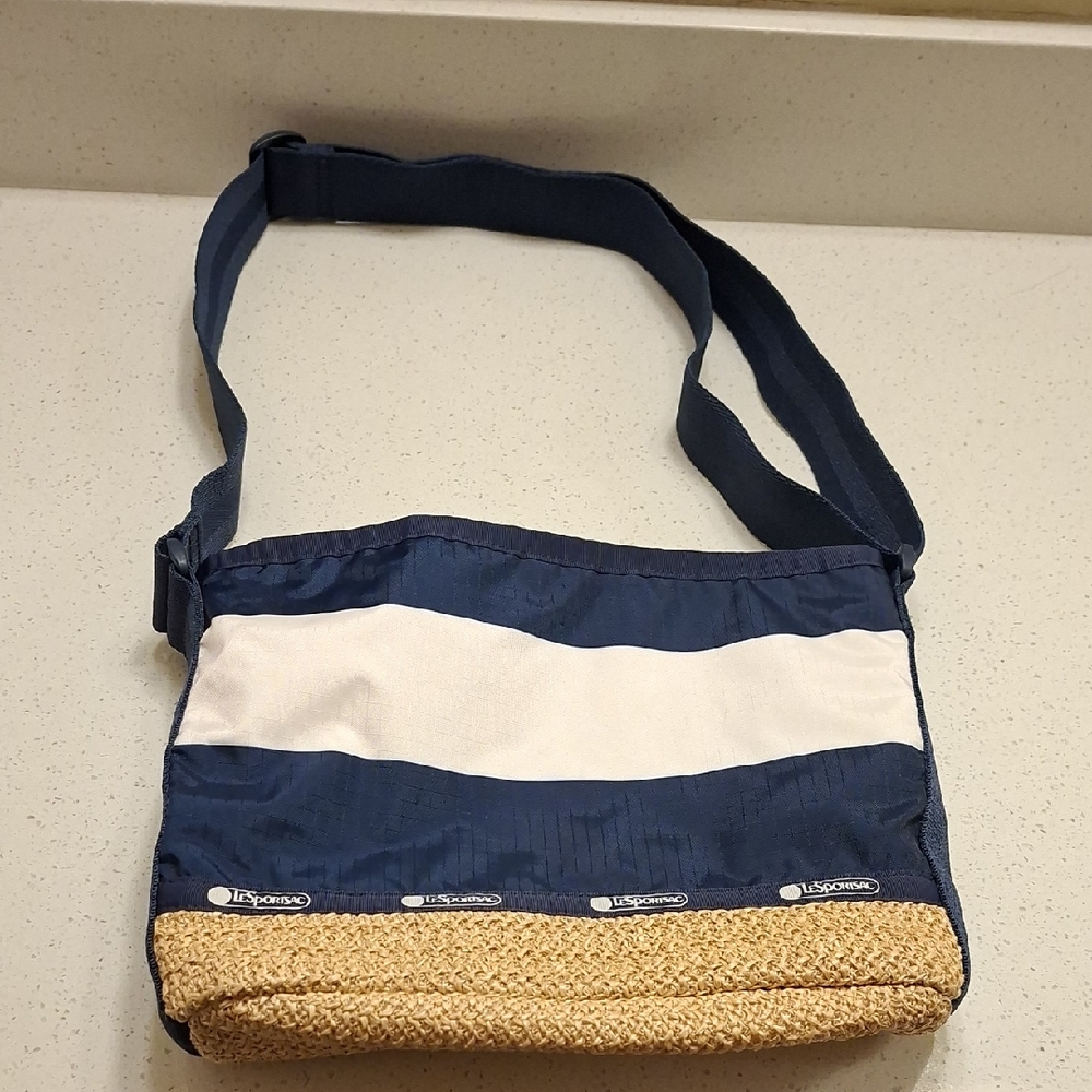 LeSportsac Blue and White Striped Bag